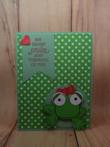 Pamela Sadler This adorable frog is sitting on his pad thinking of you.#Stampin'Up!PlayfulPals#frog#thinkingofyou