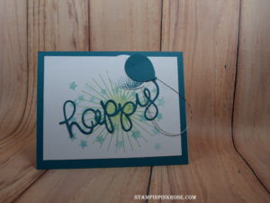 Stampin’ Up! CAS friendship card made with Kinda Electric and Balloon Celebration stamp sets and designed by Demo Pamela Sadler. See more cards at stampinpinkrose.com #stampinpinkrose