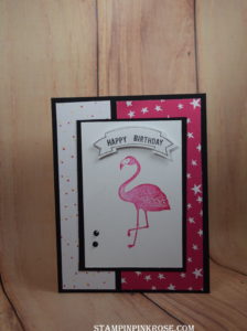 Stampin' Up! CAS birthday card made with Pop of Flamingo stamp set. Designed by demo Pamela Sadler. See more cards at stampinpinkrose.com #stampinpinkrose