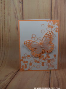 Stampin’ Up! CAS Thank You card made with Playful Background stamp set. Designed by demo Pamela Sadler. See more cards at stampinpinkrose.com #stampinpinkrose