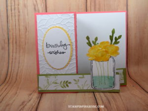 Stampin’ Up! birthday card made with Jar of Love stamp set and designed by Demo Pamela Sadler. See more cards at stampinkrose.com #stampinkpinkrose