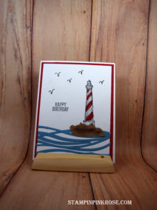 Stampin’ Up! CAS birthday card made with Land to Sea stamp set and designed by Demo Pamela Sadler. See more cards at stampinkrose.com #stampinpinkrose 