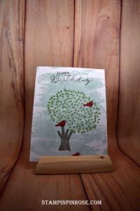 Stampin’ Up! CAS birthday card made withThoughtful Branches stamp set and designed by Demo Pamela Sadler. See more cards at stampinkrose.com #stampinpinkrose 