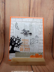 Stampin’ Up! CAS Halloween card made with Spooky Fun and Ghoulish Grunge tamp set and designed by Demo Pamela Sadler. See more cards at stampinkrose.com #stampinkpinkrose