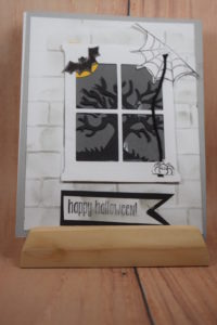 Stampin’ Up! CAS Halloween card made with Spooky Fun stamp set and designed by Demo Pamela Sadler. See more cards at stampinkrose.com #stampinkpinkrose