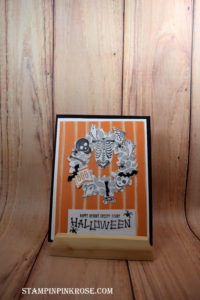 Stampin’ Up! CAS Halloween card made with Mr. Funny Bones and designed by Demo Pamela Sadler. See more cards at stampinkrose.com #stampinkpinkrose