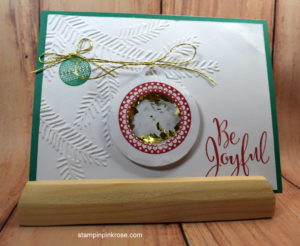 Stampin’ Up! CAS Christmas card made with Merriest Wishes stamp set and designed by Demo Pamela Sadler. See more cards at stampinkrose.com #stampinkpinkrose