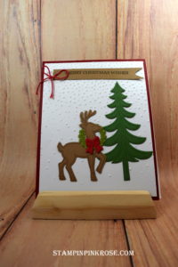 Stampin’ Up! Christmas card made with Santa’s Sleigh and designed by Demo Pamela Sadler. See more cards at stampinkrose.com #stampinkpinkrose