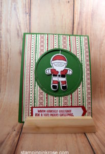 Stampin’ Up! Christmas card made with Cookie Cutter Christmas stamp set and designed by Demo Pamela Sadler. See more cards at stampinkrose.com #stampinkpinkrose