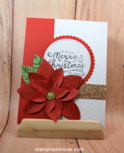 Stampin’ Up! CAS Christmas card with Reason for the Season stamp set and designed by Demo Pamela Sadler. See more cards at stampinkrose.com #stampinkpinkrose #etsycardstrulyheart