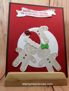 Stampin’ Up! CAS Christmas card with Cookie Cutter Christmas stamp set and designed by Demo Pamela Sadler. See more cards at stampinkrose.com #stampinkpinkrose #etsycardstrulyheart