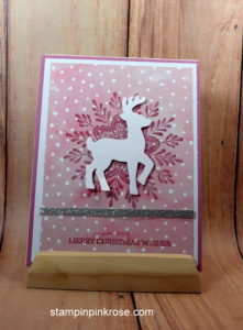 Stampin’ Up! CAS Christmas card with Frosted Medallions stamp set and designed by Demo Pamela Sadler. See more cards at stampinkrose.com #stampinkpinkrose #etsycardstrulyheart
