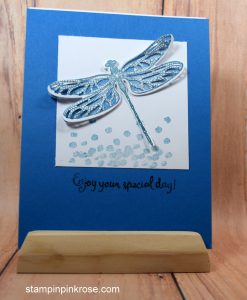 Stampin’ Up! Birthday card made with Dragonfly Dreams stamp set and designed by Demo Pamela Sadler. See more cards at stampinkrose.com #stampinkpinkrose #etsycardstrulyheart