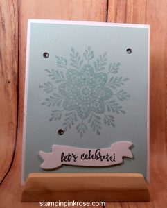 Stampin’ Up! Christmas card with Frosted Medallions stamp set and designed by Demo Pamela Sadler. See more cards at stampinkrose.com #stampinkpinkrose #etsycardstrulyheart