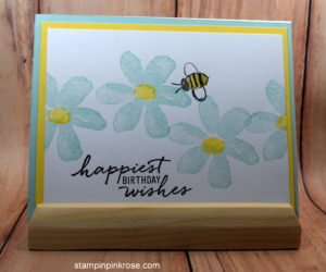 Stampin’ Up! Birthday card made with Garden in Bloom stamp set and designed by Demo Pamela Sadler. See more cards at stampinkrose.com #stampinkpinkrose #etsycardstrulyheart