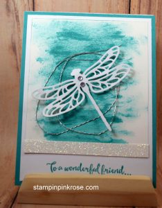 Stampin’ Up! Friendship or Birthday card made with Dragonfly Dreams stamp set and designed by Demo Pamela Sadler. See more cards at stampinkrose.com #stampinkpinkrose #etsycardstrulyheart