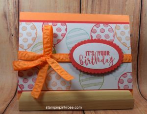 Stampin’ Up! CAS Birthday card made with Balloon Adventures stamp set and designed by Demo Pamela Sadler. See more cards at stampinkrose.com #stampinkpinkrose #etsycardstrulyheart