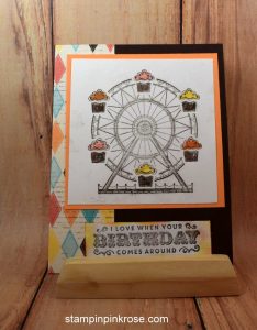 Stampin’ Up! Birthday card made with Carousel Birthday stamp set and designed by Demo Pamela Sadler. See more cards at stampinkrose.com #stampinkpinkrose #etsycardstrulyheart