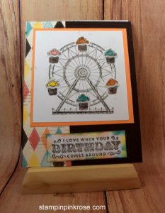 Stampin’ Up! Birthday card made with Carousel Birthday stamp set and designed by Demo Pamela Sadler. See more cards at stampinkrose.com #stampinkpinkrose #etsycardstrulyheart