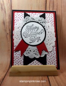Stampin’ Up! CAS Valentine card made with Sealed with Love stamp set and designed by Demo Pamela Sadler. See more cards at stampinkrose.com #stampinkpinkrose #etsycardstrulyheart