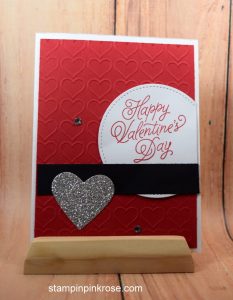 Stampin’ Up! CAS Valentine card made with Sealed with Love stamp set and designed by Demo Pamela Sadler. See more cards at stampinkrose.com #stampinkpinkrose #etsycardstrulyheart