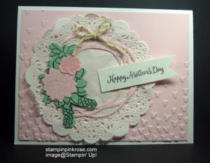 Stampin’ Up! Mother’s Day card made with Oh So Succulent stamp set and designed by Demo Pamela Sadler. See more cards at stampinkrose.com #stampinkpinkrose #etsycardstrulyheart