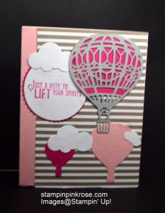 Stampin’ Up! Birthday card made with Up, Up and Away stamp set and designed by Demo Pamela Sadler. See more cards at stampinkrose.com #stampinkpinkrose #etsycardstrulyheart