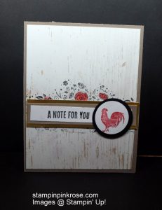 Stampin’ Up! CAS Friendship or Hello card made with Wood Words stamp set and designed by Demo Pamela Sadler. See more cards at stampinkrose.com #stampinkpinkrose#etsycardstrulyheart