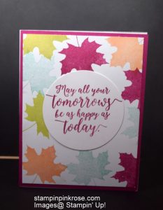 Stampin’ Up! Friendship or Hello card made with Colorful Seasons stamp set and designed by Demo Pamela Sadler. See more cards at stampinkrose.com #stampinkpinkrose#etsycardstrulyheart