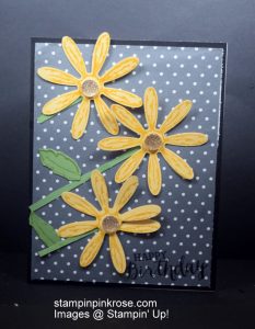 Stampin’ Up! Birthday card made with Daisy Delight stamp set and designed by Demo Pamela Sadler. See more cards at stampinkrose.com and etsycardstrulyheart