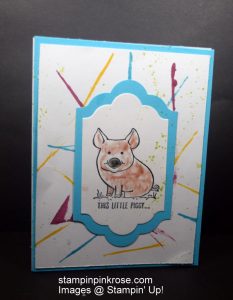 Stampin’ Up! Any Occasion card made with This Little Piggy stamp set and designed by Demo Pamela Sadler. See more cards at stampinkrose.com #stampinkpinkrose #etsycardstrulyheart