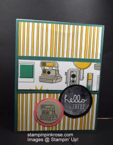 Stampin’ Up! CAS Friendship or Hello card made with Pieces and Patterns stamp set and designed by Demo Pamela Sadler. See more cards at stampinkrose.com and etsycardstrulyheart
