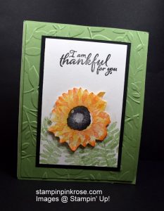 Stampin’ Up! Thank You card made with Painted Harvest stamp set and designed by Demo Pamela Sadler. Simple, but stunning thank you card. See more cards at stampinkrose.com #etsycardstrulyheart