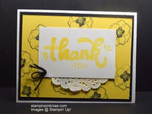 Stampin’ Up! Thank You card made with Color Me Happy stamp set and designed by Demo Pamela Sadler. See how easy it is to use your Blends. See more cards at stampinkrose.com and etsycardstrulyheart