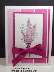 Stampin’ Up! CAS Any Occasion card made with Lots of Lavender stamp set and designed by Demo Pamela Sadler. Use this set for any occasion you need. See more cards at stampinkrose.com #stampinkpinkrose #etsycardstrulyheart
