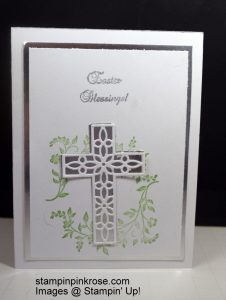 Stampin’ Up! CAS Easter card with Hold on to Hope stamp set and designed by Demo Pamela Sadler. Use the beautiful cross to express your feelings. See more cards at stampinkrose.com #stampinkpinkrose #etsycardstrulyheart